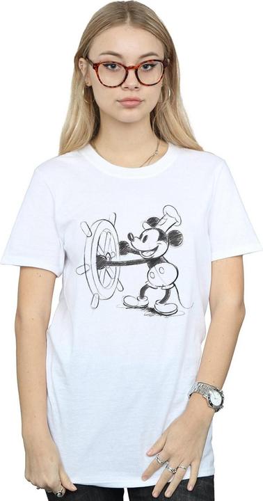 Immagine prodotto Disney Mickey Mouse Steamboat Sketch Maglietta Ampia Donna (L)