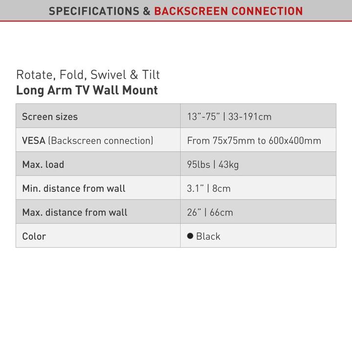 Actual product image Barkan WH 443 (Wall, 75", 43 kg)