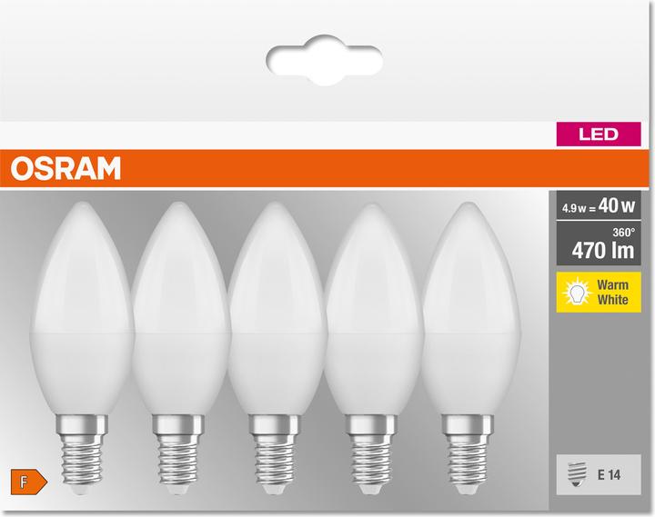 Image du produit Osram Classic B (E14, 4.90 W, 470 lm, 5 x, F)