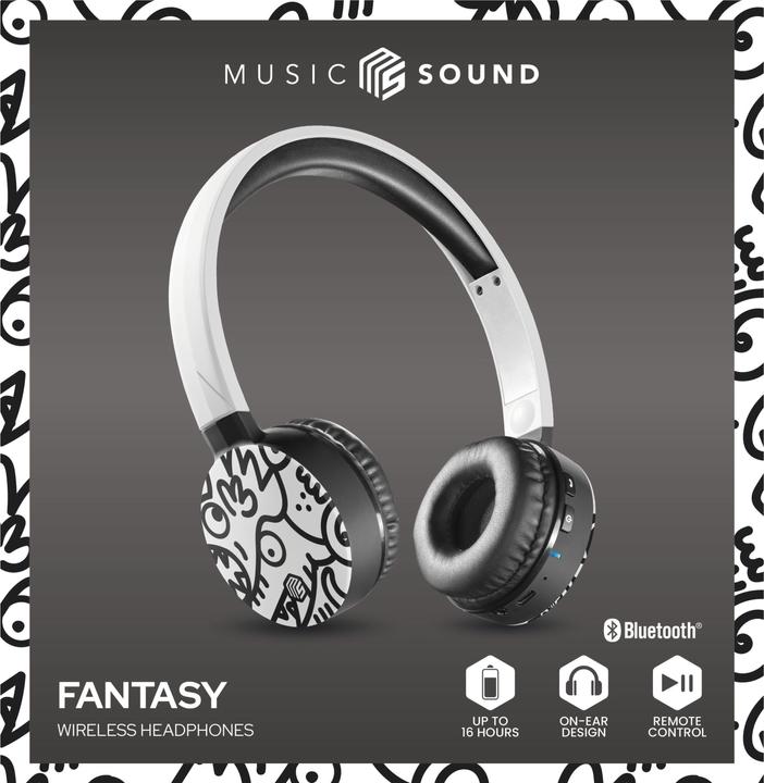 Image du produit Music Sound Music+Sound FANTASY casque Bluetooth blanc on-ear softtouch max.20h d'autonomie 1 (pas de réduction du bruit, 16 h, Sans fil)