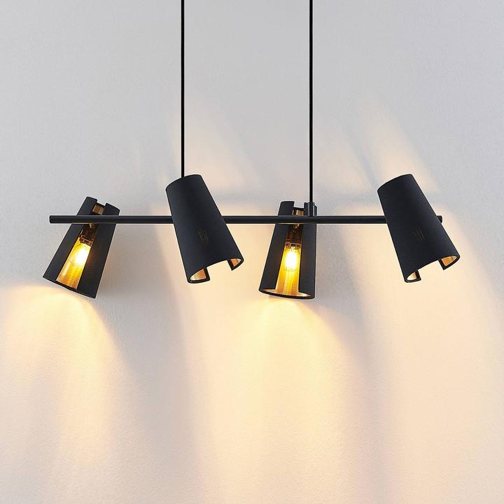 Actual product image Lindby Zylindro pendant light Black/Gold (E14)