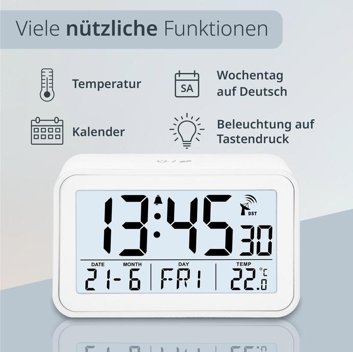 Produktbild ADE Funkwecker digital Weiss, Ausstattung