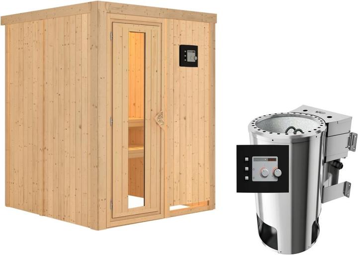 Actual product image Karibu Minja without roof rim (Plug & Play 3,6 KW - Bio external control)