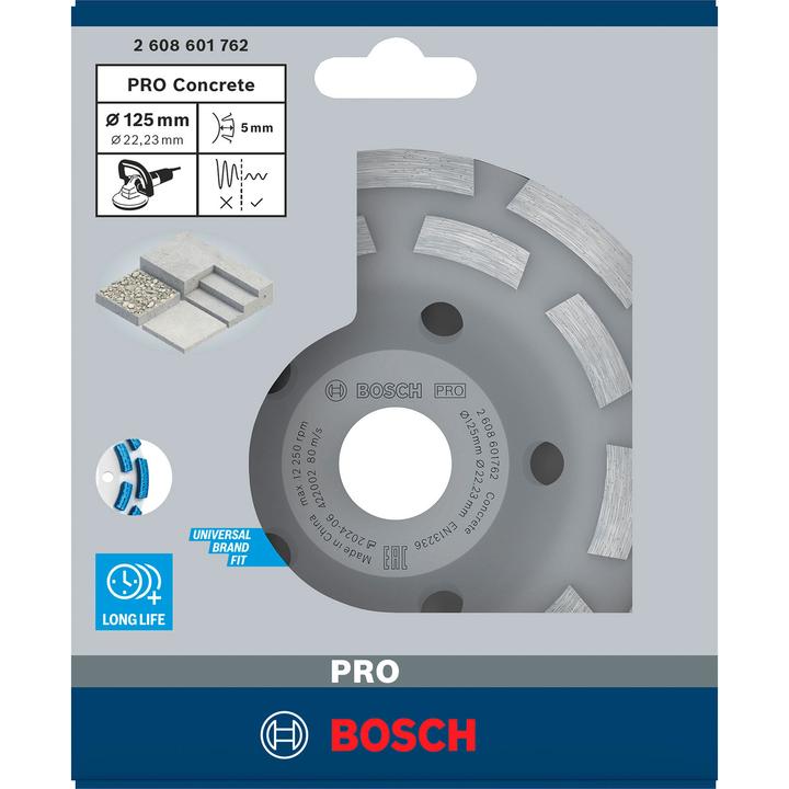 Actual product image Bosch Professional Zubehör PRO Concrete cup wheel, 50 x 125 mm, 22.23 mm