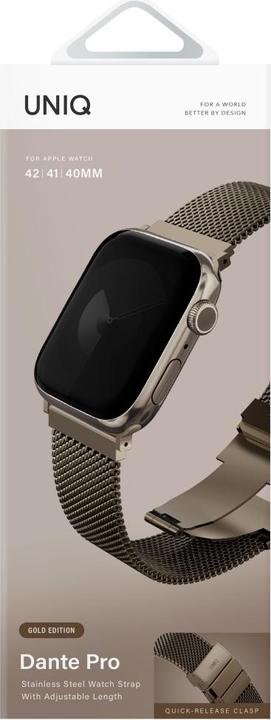 Actual product image Uniq Strap Dante Pro for Apple Watch 42/41/40mm Stainless Steel gold (Stainless steel)
