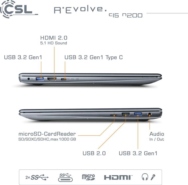 Actual product image CSL Computer Notebook R"Evolve C15 v3 39.6cm (15.6 inch) Full HD Intel® N-series N200 8GB RAM 500GB (15.60", 8 GB, 500 GB, DE)