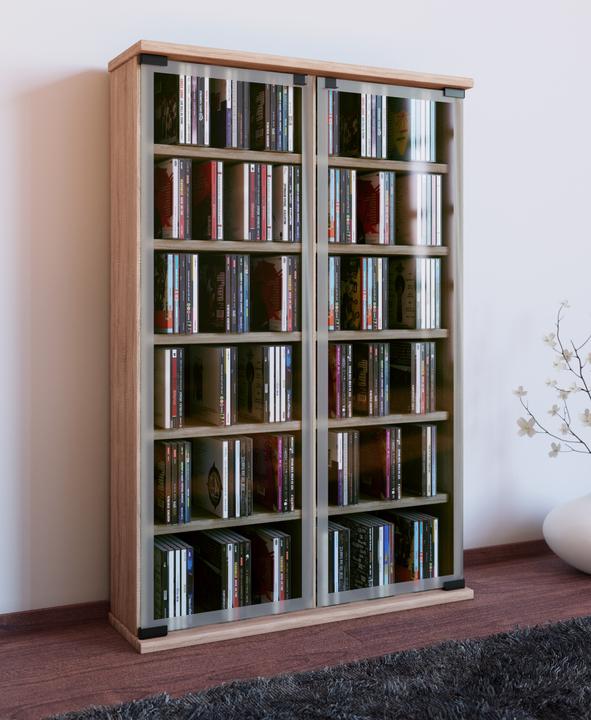 Immagine prodotto VCM Galleria di legno CD DVD Stand Shelf con porta di vetro (60 x 18 x 92 cm)