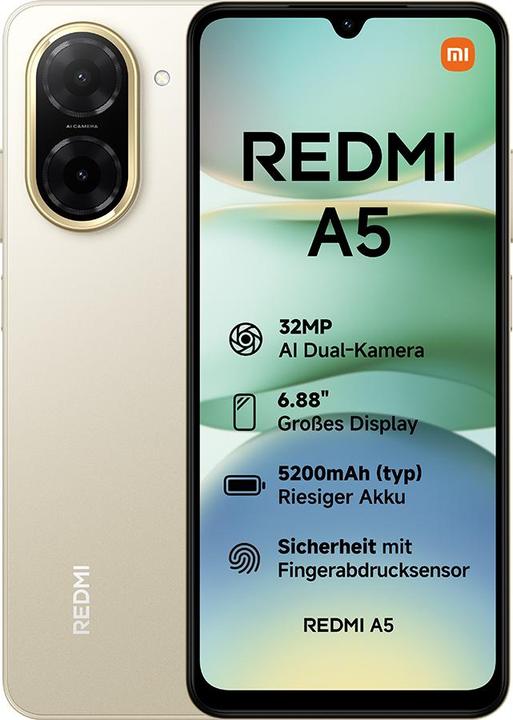 Produktbild Xiaomi Redmi A5 4G (64 GB, Sandy Gold, 6.88", Dual SIM, 32 Mpx, 4G)