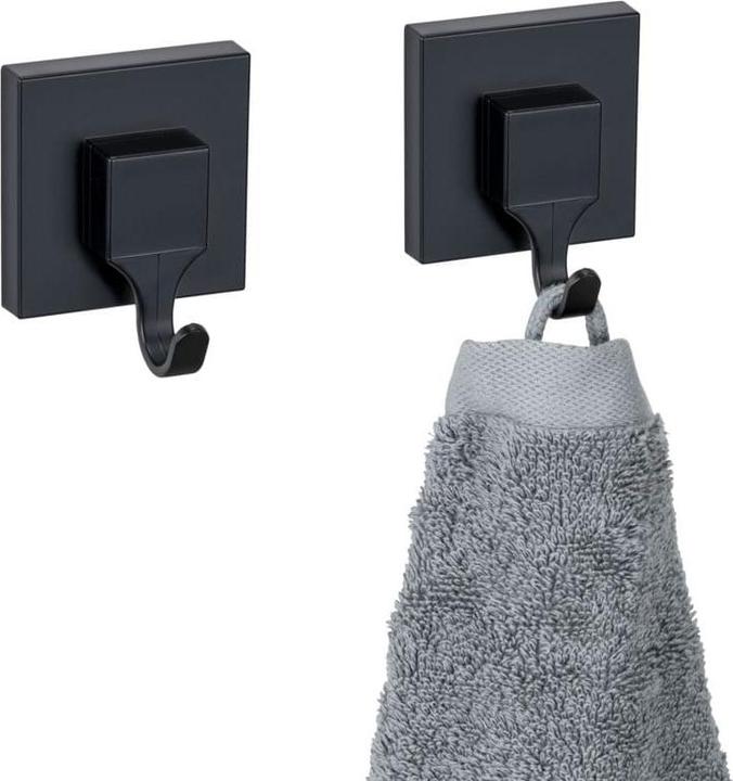 Image du produit Wenko Crochet mural Vacuum-Loc® mod. Quadro Noir, lot de 2 Fixer sans percer