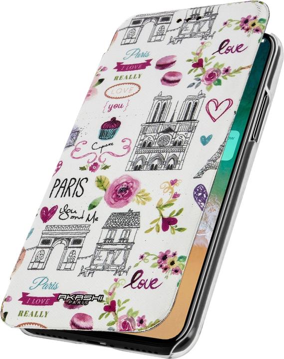 Immagine prodotto Akashi Flip-Schutzhülle Brieftasche mit Kartenfach iPhone X – – Paris mon Amour (Apple iPhone X)