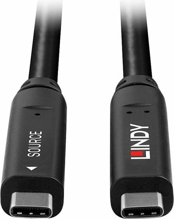 Actual product image Lindy 8m USB 3.2 Gen 1 & DP 1.4 Type C Hybrid Cable 8m extension for USB 5Gbit/s, 4K30Hz for video and 6 (8 m, USB 3.2 Gen 1)