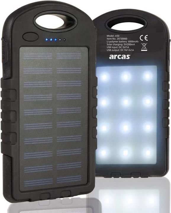 Produktbild Arcas Solar Powerbank S60 with Flashlight (6 mAh)