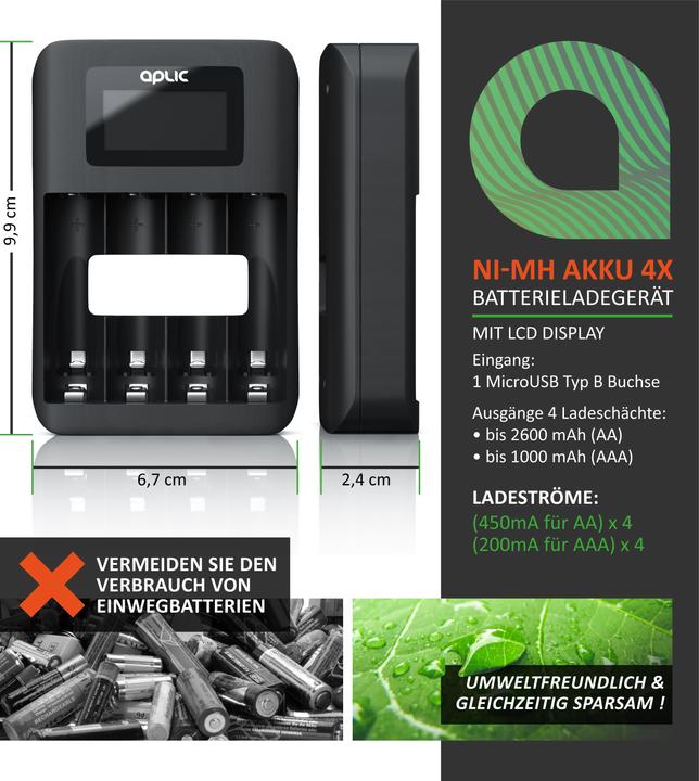 Actual product image Aplic 4-slot battery charger (Chargers without battery)