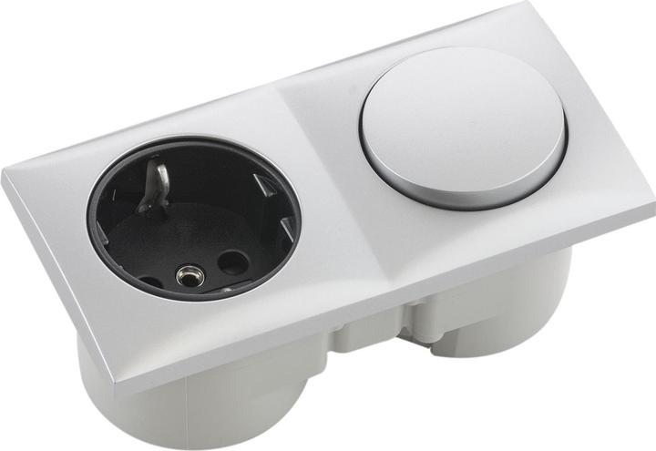 Actual product image Berker Integro Flow switch matt chrome + socket outlet black
