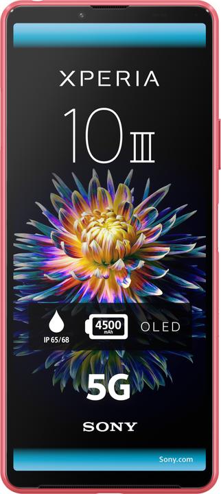 Image du produit Sony Xperia 10 III (128 Go, Pink, 6", Double SIM hybride, 12 Mpx, 5G)