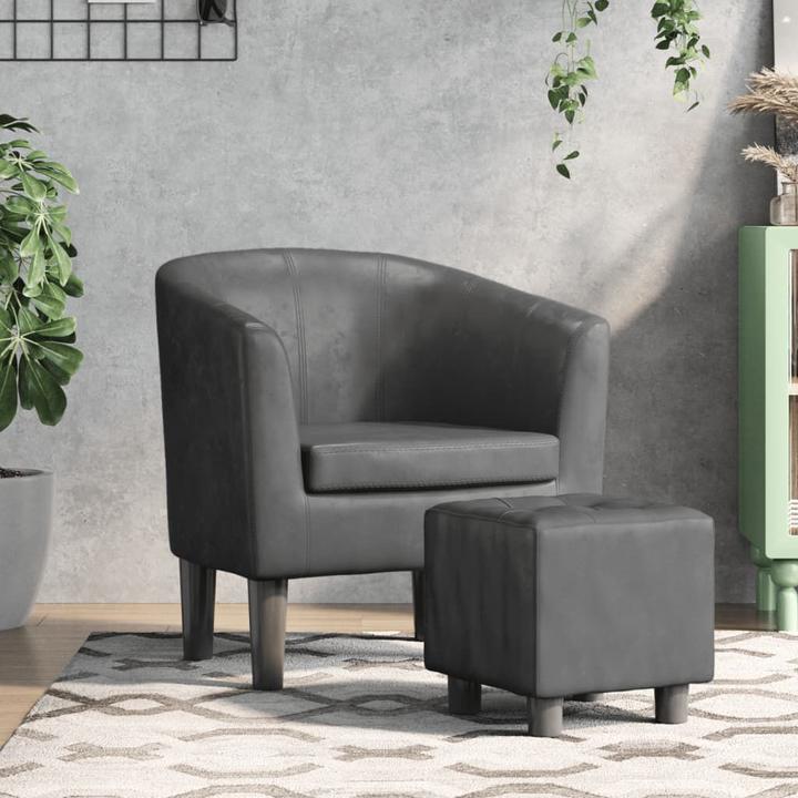 Image du produit VidaXL Clubsessel mit Fusshocker Grau Kunstleder,Farbe