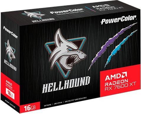 Immagine prodotto Powercolor Radeon RX 7600 XT Hellhound 16GB OC (RDNA 3, GDDR6, 3x DisplayPort, 1x HDMI 2.1) (16 GB)