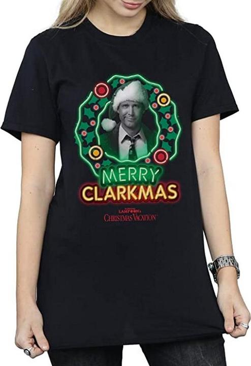 Actual product image National Lampoon´s Vacation Womens/Ladies Greyscale Clarkmas Cotton T-Shirt (XXL)