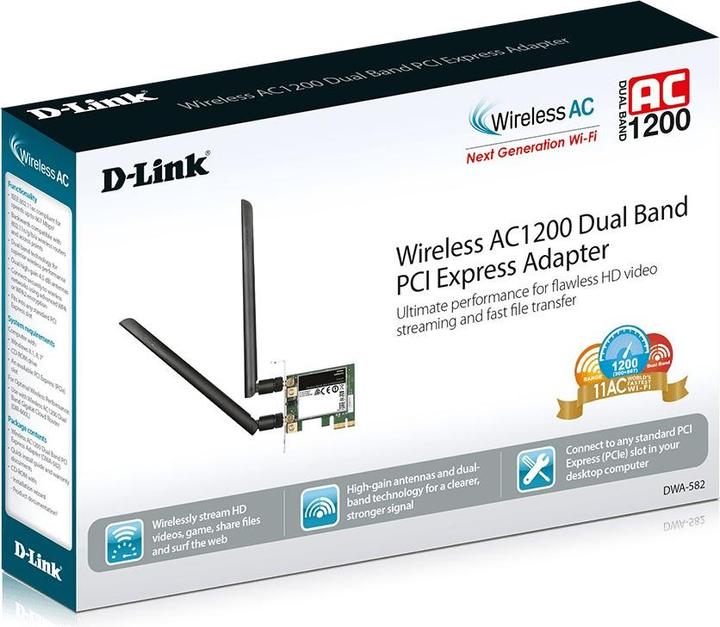 Image du produit D-Link DWA-582 : Adaptateur réseau WLAN PCIe (Mini PCI Express)
