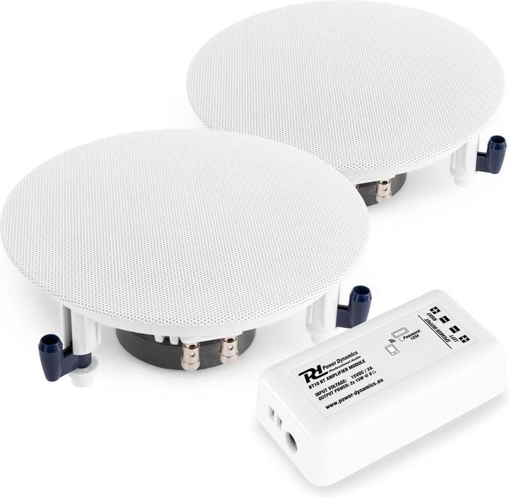 Produktbild Power Dynamics speaker - Set van 2 inbouw speakers + versterker en luidsprekerkabel - Complete set voor kantoor, ha (Passiv)