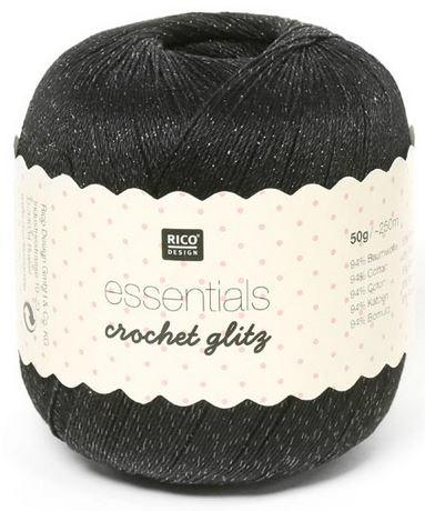 Image du produit Rico Essentials crochet glitz, schwarz, 50 g, 250 m, 94 % CO, 6 % PE (250 m)