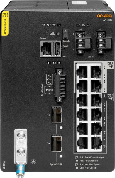 Actual product image HPE E Aruba 4100i Switch 8 Port PoE and 4 Port PoE, 2 SFP+, Layer 2, Web GUI, CL (12 Ports)