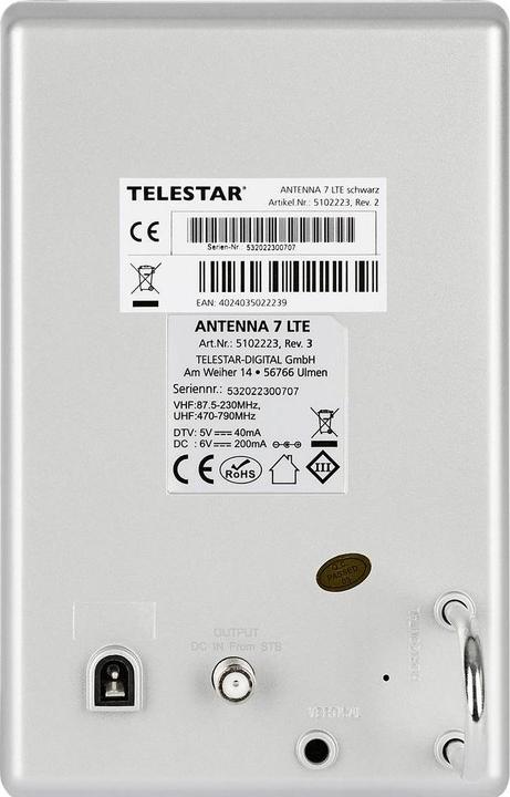 Produktbild Telestar Antenna 7 (Zimmerantenne, 35 dB, DVB-T / -T2, LTE, DAB/ DAB+)