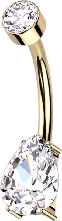 Image du produit Star Piercing Banane Innengewinde vergoldet Zylinder Kristall silber Kristalltropfen silber (Titane G23, sans laiton)