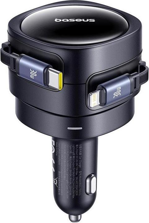 Actual product image Baseus Enjoyment Max Car Charger C+L Cables 60W Cosmic Black
