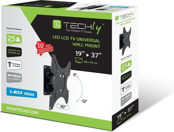 Actual product image Techly Tiltable Wall Bracket (Wall, 37", 25 kg)