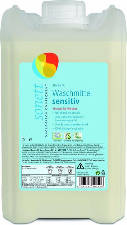 Actual product image Sonett Waschmittel sensitiv 30° 95°C (95 Washing cycles, Liquid)