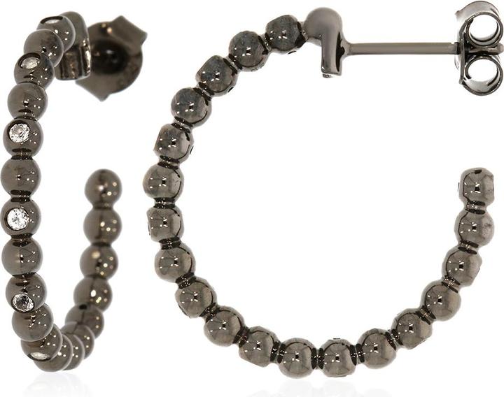 Actual product image Xen Studded creoles with white topaz approx. 0.40 ct. Black Rhodium (925 Sterling silver)