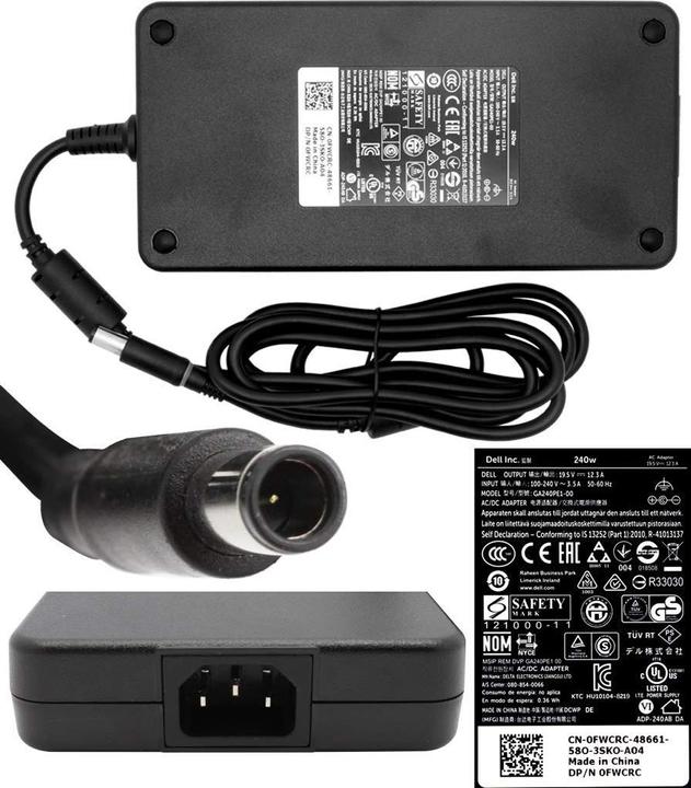 Actual product image Dell Laptop power supply 240 W 5 mm 12.3 A 19.5 V (PA-9E) (240 W)