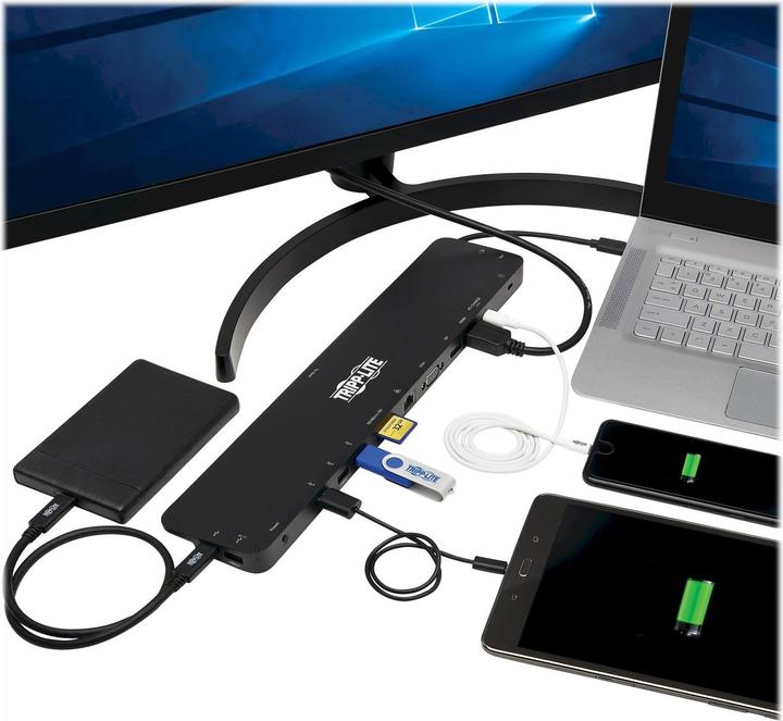 Immagine prodotto Eaton Dock USB-C triplo display 4K HDMI e DP VGA Hub USB 3.2 Gen 1 USB-A/C GbE 100W PD Cha (USB-C, 3 Porti)