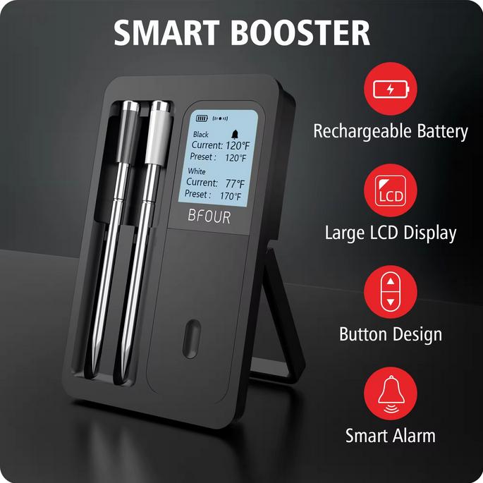 Immagine prodotto PhoneLook BFOUR Termometro intelligente Bluetooth per carne doppio BF-40 Batteria ecologica al litio Display