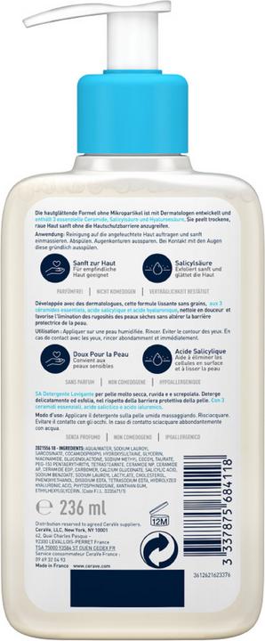Produktbild CeraVe SA Glättende Reinigung: mildes Reinigungsgel für Gesicht und Körper bei trockener Haut (Gel, 236 ml)