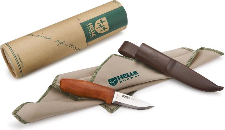 Produktbild Helle Gürtelmesser Skog, Dreilagenstahl, Buchenholzgriff, Lederscheide (7.60 cm)