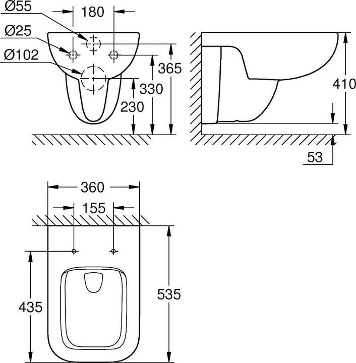 Actual product image Grohe BAUEDGE wall-hung washdown WC horizontal outlet alpine white