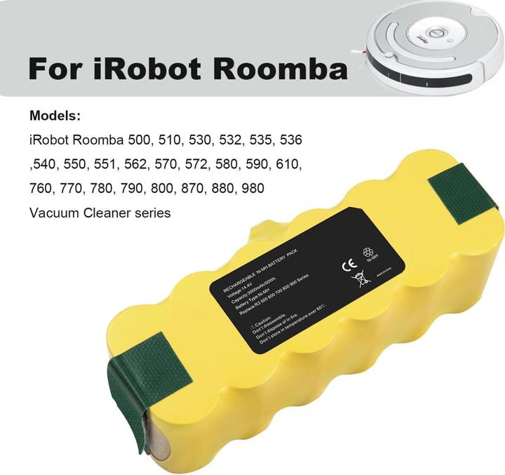 Actual product image Acconic Replacement battery 3300mAh for iRobot Roomba