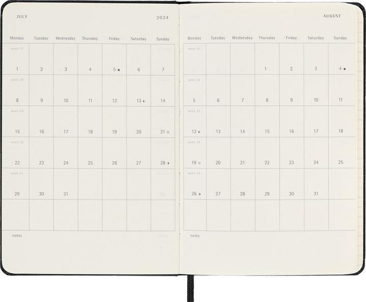 Image du produit Moleskine Agende tascabili Hard Cover Weekly (9 x 14 cm, Couverture rigide, Anglais)