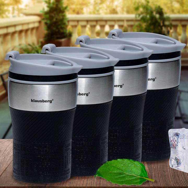 Image du produit Klausberg Lot de 4 mugs isothermes à double paroi, 280ml, noir (0.28 l)