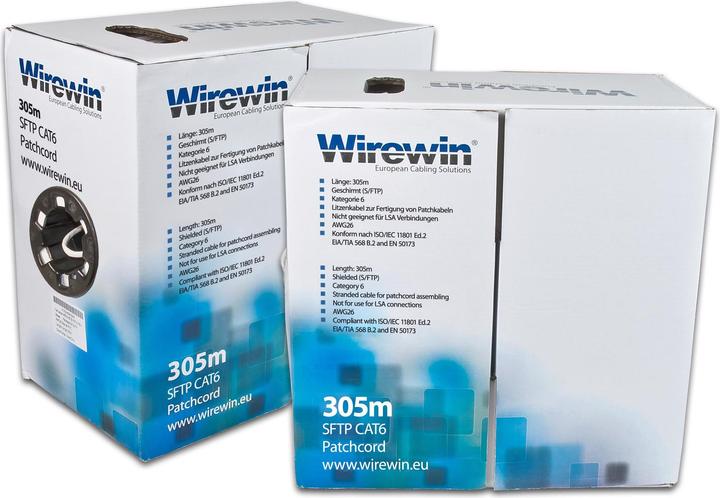 Image du produit Wirewin Câble de manoeuvre VKBOX Cat 6A, S/FTP, 305 m, noir (S/FTP, CAT6a, 3.05 m)