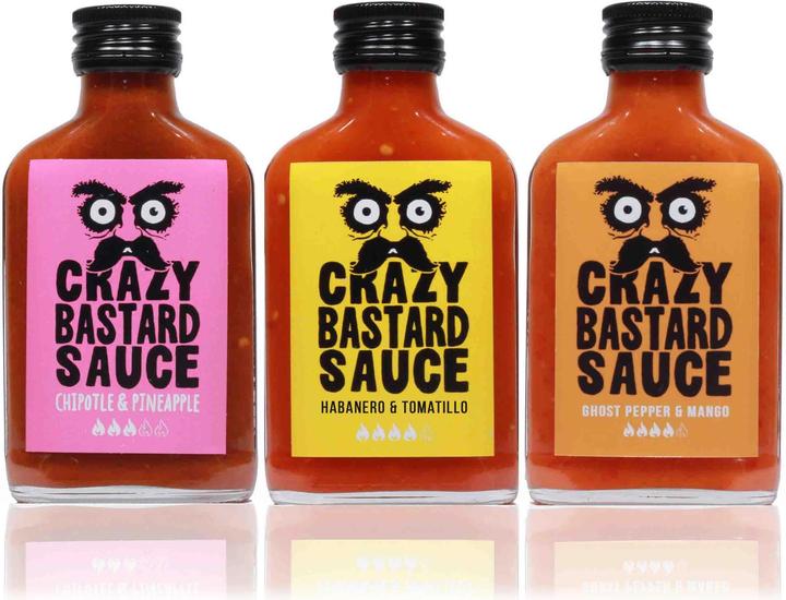 Produktbild Crazy Bastard Sauce Beliebteste Saucen 3er-Set (3 x 100 ml) - Scharfe Sauce (860 g)