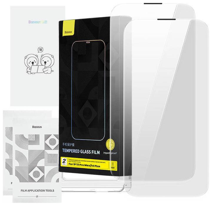 Actual product image Baseus Tempered Glass Corning for iPhone 13 Pro Max/14 Plus with built-in dust filter (1 Piece, Apple iPhone 13 Pro Max)