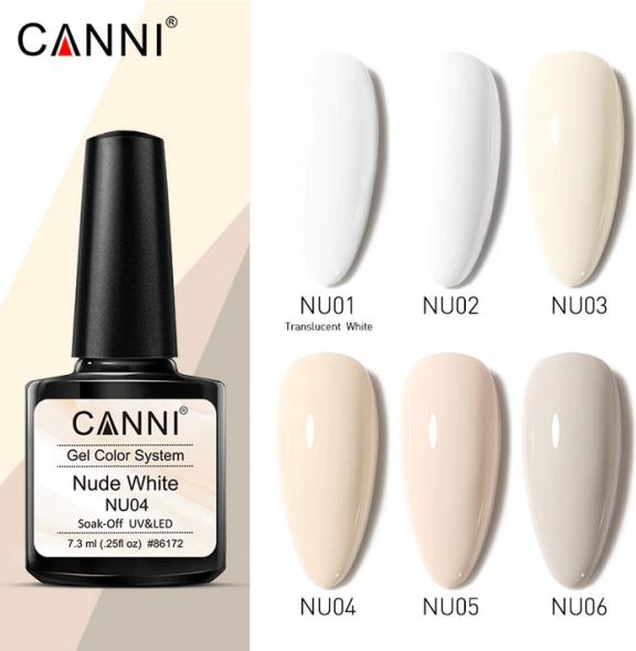 Actual product image Canni Gellacquer Nude White NU05 UV/LED (Light pink White, UV gel varnish)