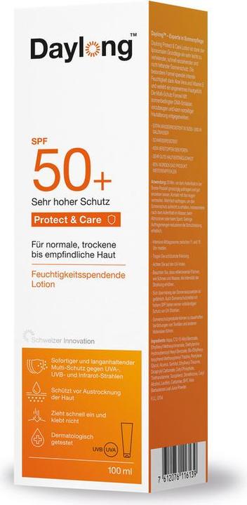 Actual product image Daylong Protec & Care (Sun lotion, SPF 50+, 100 ml, 130 g)
