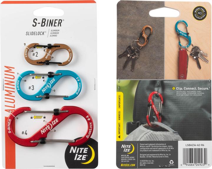 Produktbild Nite Ize NiteIze Karabiner-Set mit Schloss S-Biner S ALU 3PK