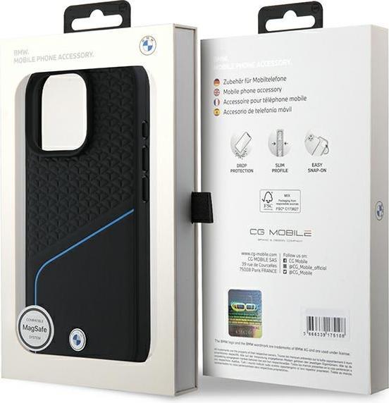 Produktbild BMW BMHMP16L23RDCLK iPhone 16 Pro 6.3" czarny/black hardcase Sign Leather Textured And Line MagSafe (Apple iPhone 16 Pro)