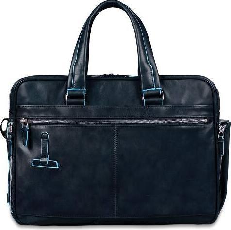 Actual product image Piquadro Blue Square - Leather laptop bag with iPad/iPad®Air compartment