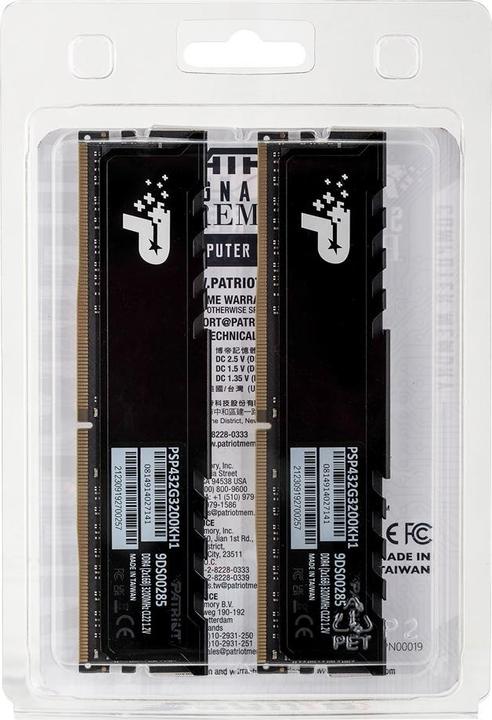 Immagine prodotto Patriot Firma Premium PSP432G3200KH1 Modulo di memoria GB DDR4 (2 x 16GB, 3200 MHz, DDR4-RAM, DIMM)